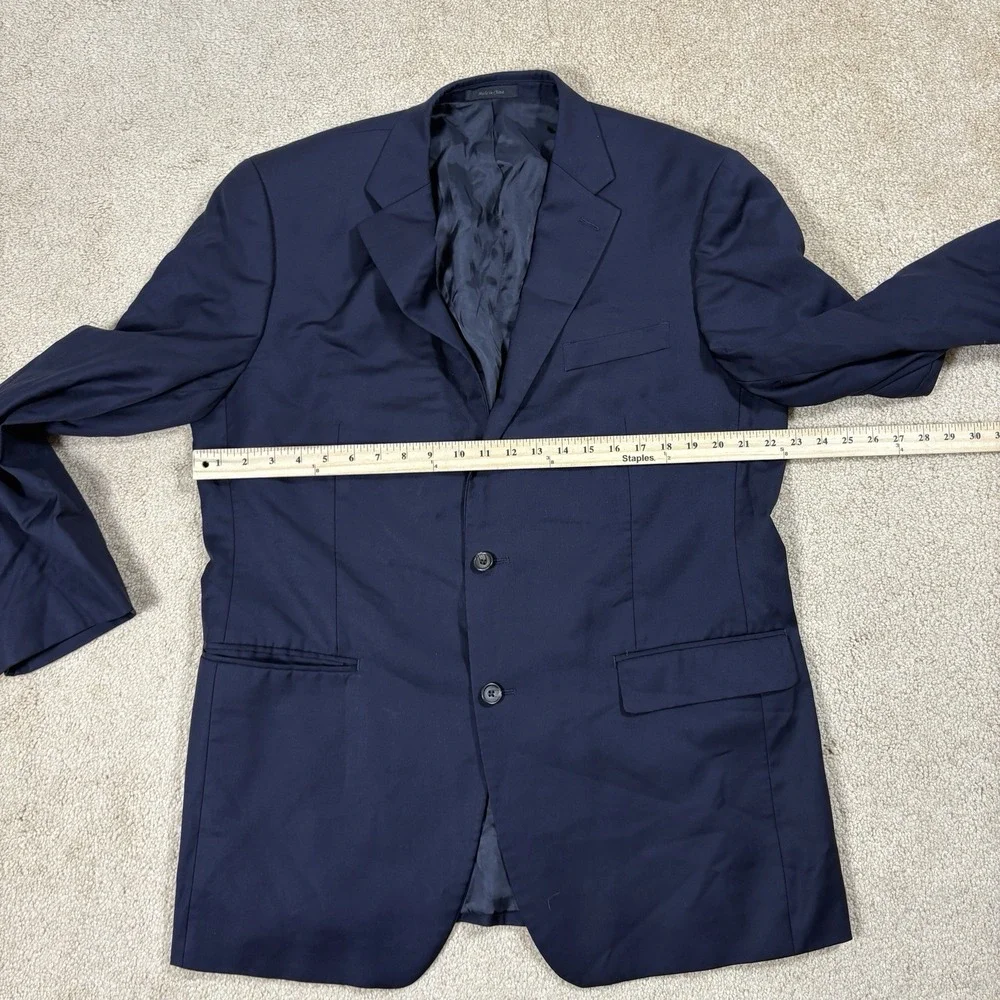 Lauren Ralph Lauren Jacket 44 Blue Polyester Two Button Navy Blazer